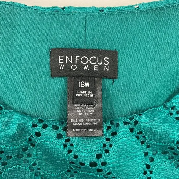 ENFOCUS Women's Dress 16W Sheath Lace Overlay Sleeveless Dress Jade Green 16W - Picture 4 of 8